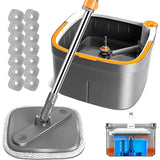 TIKAAATOK Spin Mop and Bucket Set with Self Separation Dirty and Clean Water System, Self Wringing 360° Rotating Square Mop-Head for Hardwood Tile Marble Floors,Cleaning Tools after the Party, Mother'S Day Gifts