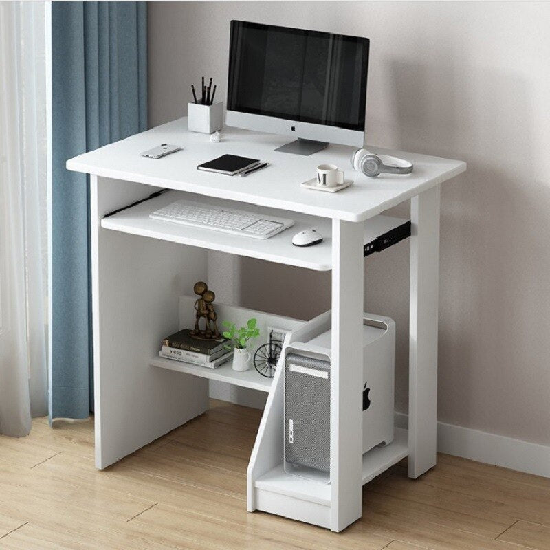 Modern Home Office Computer Desk with Keyboard Tray - Simple, Space-Saving Design for Bedroom, Dormitory, or Study