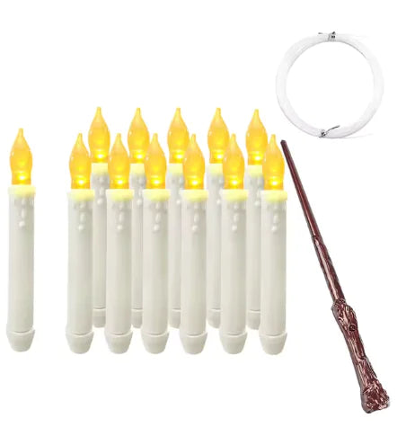 Harry Potter Flameless Taper Floating Candles with Magic Wand Remote