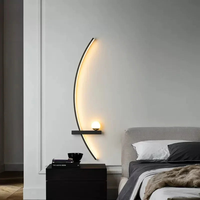 Modern LED Wall Lamp Simple Art Bedroom Bedside Wall Lamp Living Room Study Background Wall Bathroom Mirror Lighting Gold/Black