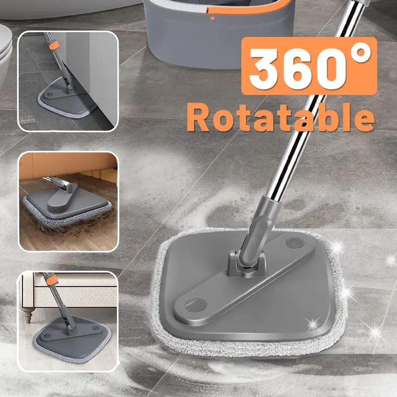 TIKAAATOK Spin Mop and Bucket Set with Self Separation Dirty and Clean Water System, Self Wringing 360° Rotating Square Mop-Head for Hardwood Tile Marble Floors,Cleaning Tools after the Party, Mother'S Day Gifts