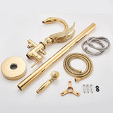 Gold Swan Floor Mount Bathtub Faucet Floor Standing Bathroom Crane Black Chrome Bath Shower Mixer Tap Bathroom Faucet