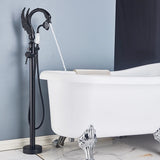 Gold Swan Floor Mount Bathtub Faucet Floor Standing Bathroom Crane Black Chrome Bath Shower Mixer Tap Bathroom Faucet