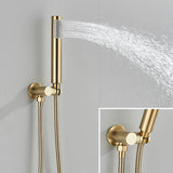 Brushed Gold Shower Faucets Set Rainfall Shower System Concealed Hot Cold Water Mixer Tap Bathroom round Shower Faucet