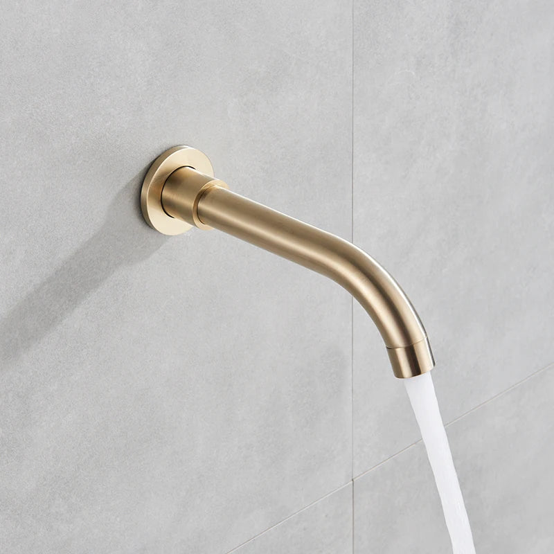 Brushed Gold Shower Faucets Set Rainfall Shower System Concealed Hot Cold Water Mixer Tap Bathroom round Shower Faucet