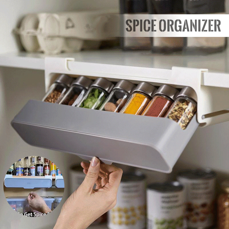 Kitchen Self-Adhesive Spice Rack Seasoning Bottle Storage Shelf under Desk Spice Organizer Drawer Kitchen Storage Supplies