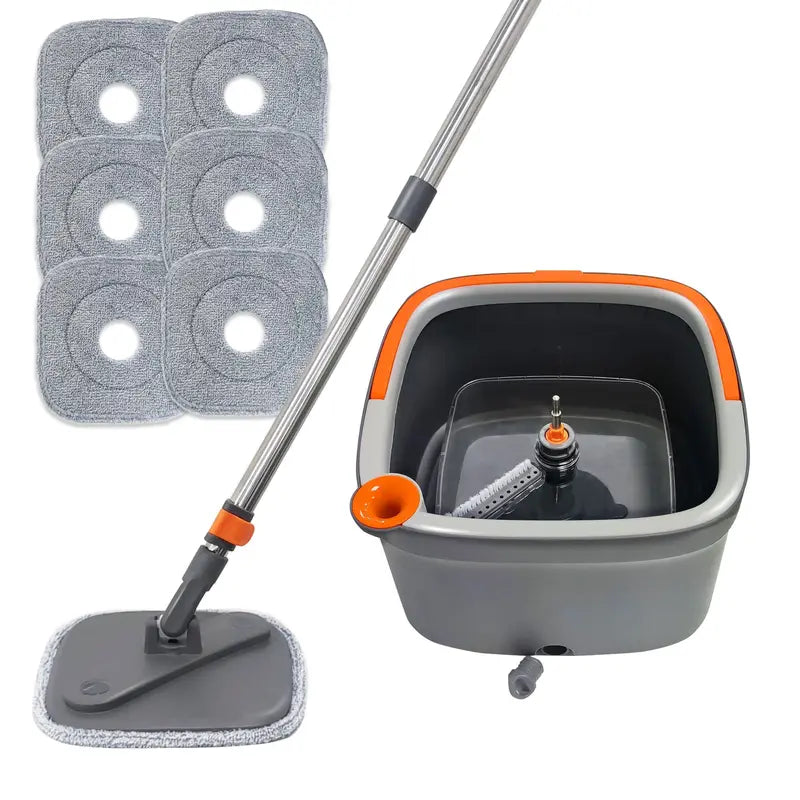 TIKAAATOK Spin Mop and Bucket Set with Self Separation Dirty and Clean Water System, Self Wringing 360° Rotating Square Mop-Head for Hardwood Tile Marble Floors,Cleaning Tools after the Party, Mother'S Day Gifts