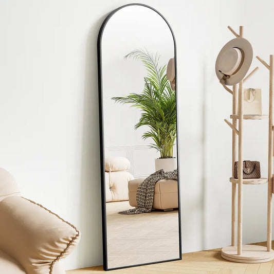 Sweetcrispy plus Full Length Mirror, Floor Standing Mirror Full Body Mirror with Stand, Wall Mirror Full Length Aluminum Alloy Thin Frame Hanging or Leaning for Living Room Bedroom Cloakroom Decor