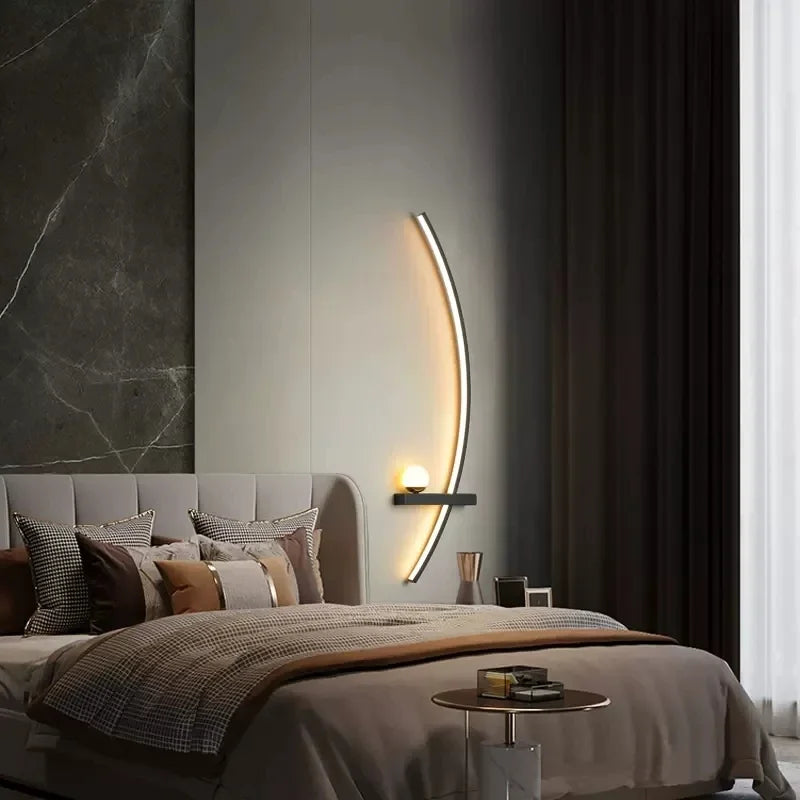 Modern LED Wall Lamp Simple Art Bedroom Bedside Wall Lamp Living Room Study Background Wall Bathroom Mirror Lighting Gold/Black