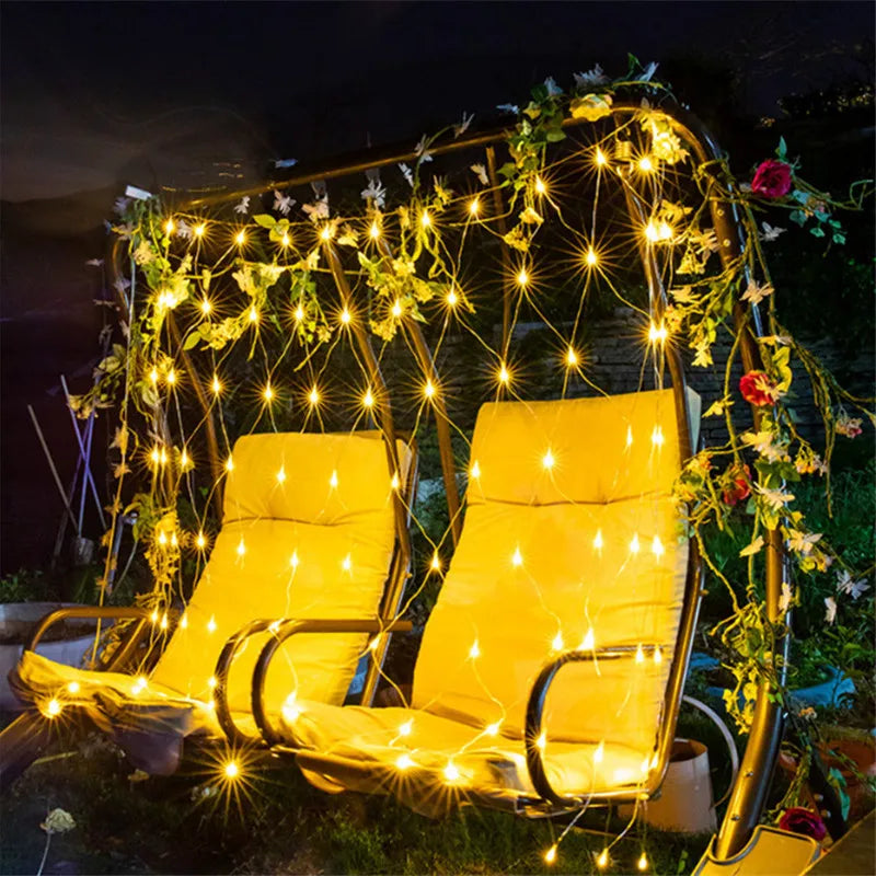 1.5MX1.5M 2X3M Garlands LED String Christmas Net Lights Fairy Xmas Party Outdoor Garden Wedding Decoration Home Curtain Decor