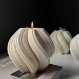 Nordic Geometric Swirl Scented Candle - Large, White, Luxury Home Decor