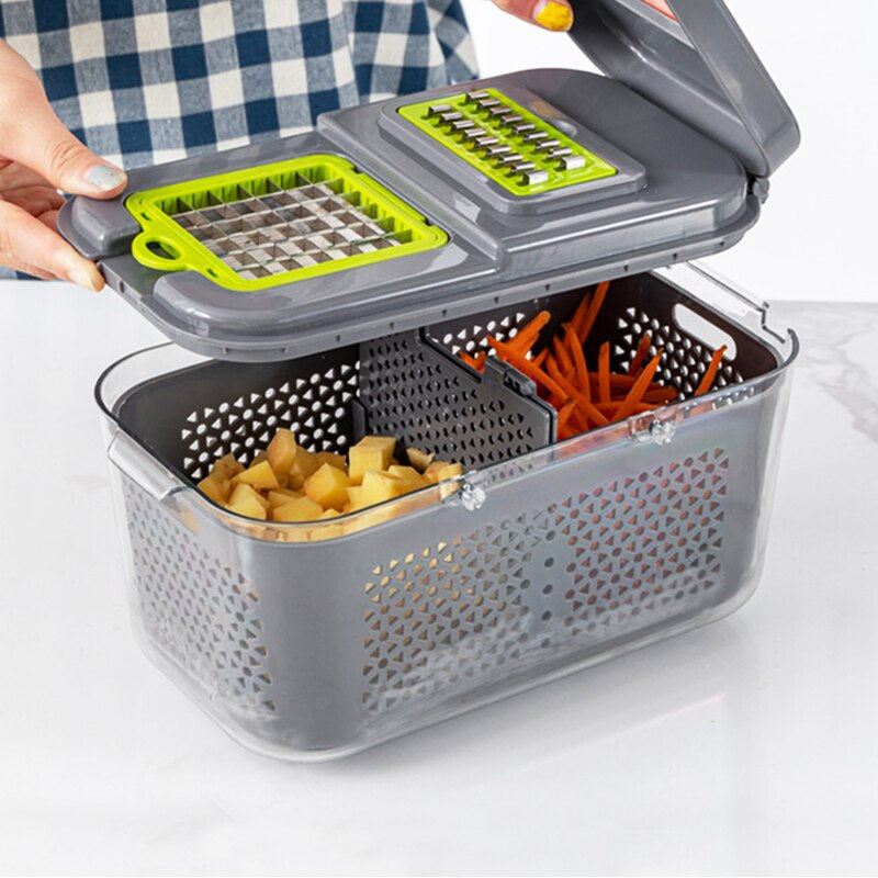 Multifunctional Vegetable Cutter 22 in 1 Fruit Vegetable Slicer Shredder Grater with Food Storage Container Kitchen Gadgets