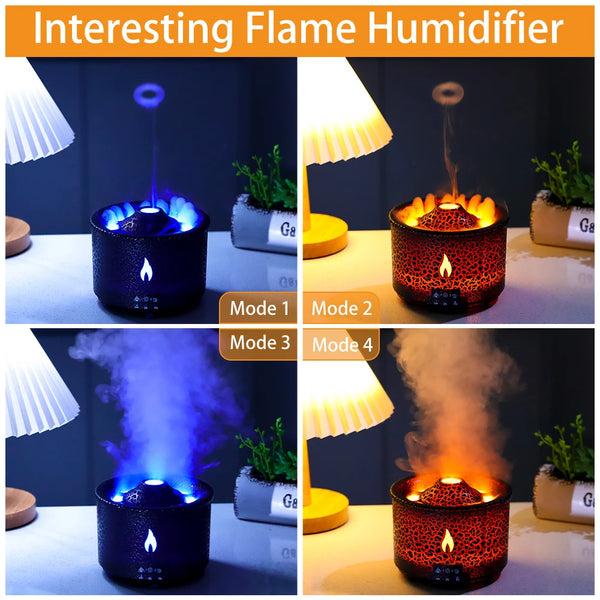 Volcano Fire Flame Air Humidifier Aroma Diffuser Essential Oil