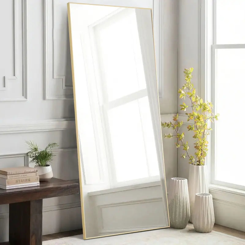 Furnichic Haven Full Length Mirror Floor Mirror Full Body Mirror with Stand, Wall Mirror Full Length Aluminum Alloy Frame Standing Hanging or Leaning against Wall Durable Decor Glass Shiny