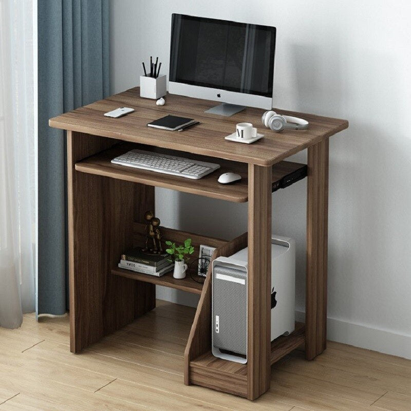 Modern Home Office Computer Desk with Keyboard Tray - Simple, Space-Saving Design for Bedroom, Dormitory, or Study