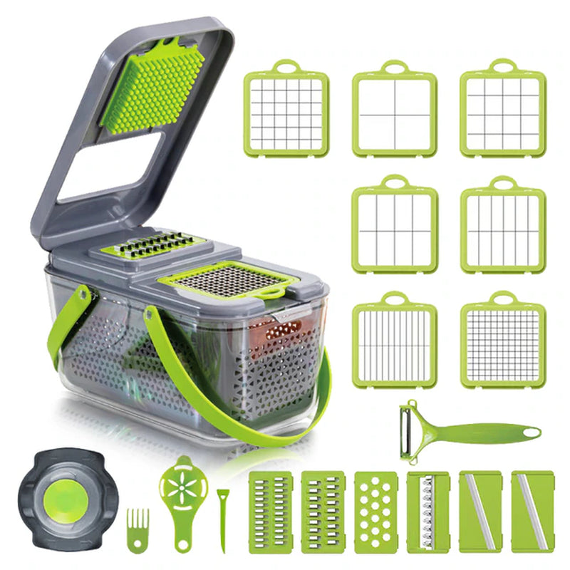 Multifunctional Vegetable Cutter 22 in 1 Fruit Vegetable Slicer Shredder Grater with Food Storage Container Kitchen Gadgets