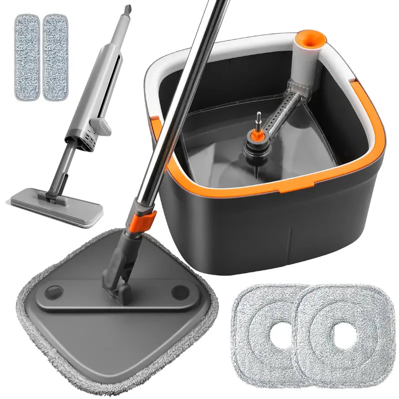 TIKAAATOK Spin Mop and Bucket Set with Self Separation Dirty and Clean Water System, Self Wringing 360° Rotating Square Mop-Head for Hardwood Tile Marble Floors,Cleaning Tools after the Party, Mother'S Day Gifts