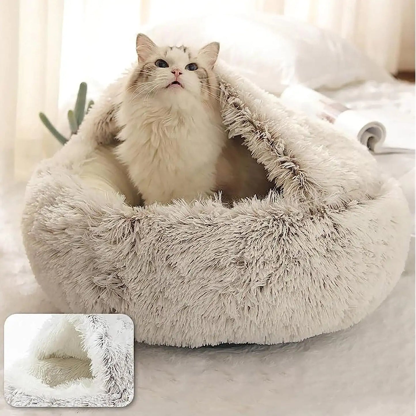 Winter Long Plush Cat Bed