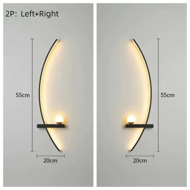 Modern LED Wall Lamp Simple Art Bedroom Bedside Wall Lamp Living Room Study Background Wall Bathroom Mirror Lighting Gold/Black