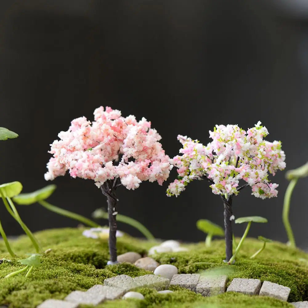 Sakura Miniatures Kawaii Micro Figurines Mini Simulation Trees Landscape for Garden Kawaii Cherry Desk Home Decoration