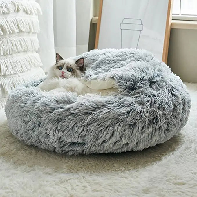 Winter Long Plush Cat Bed