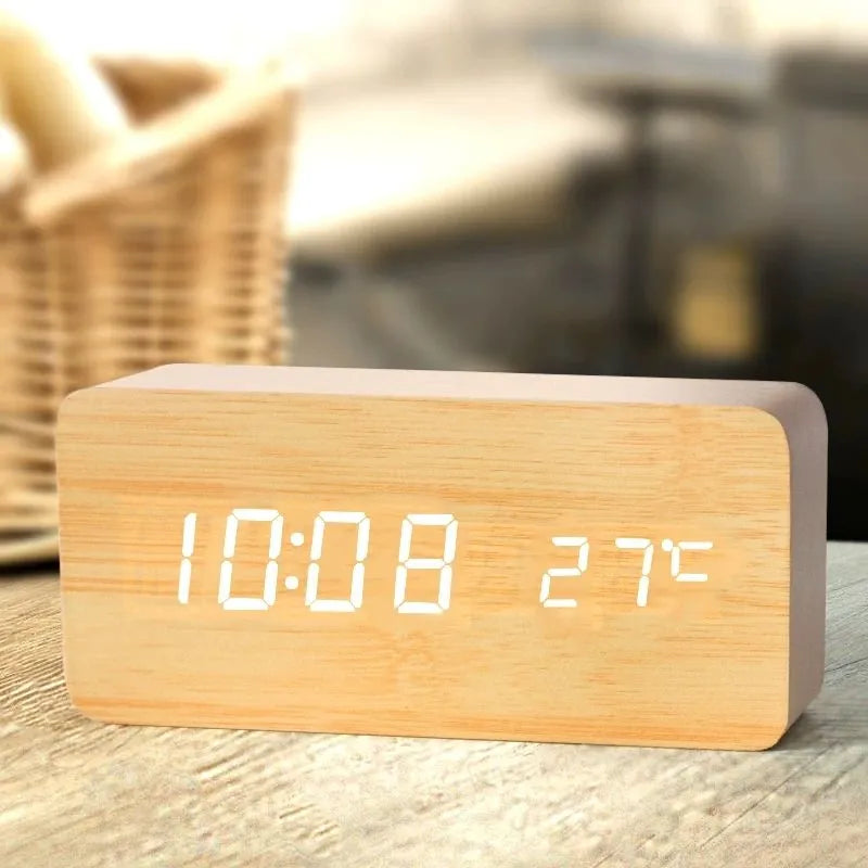 Wooden Digital Alarm Clock